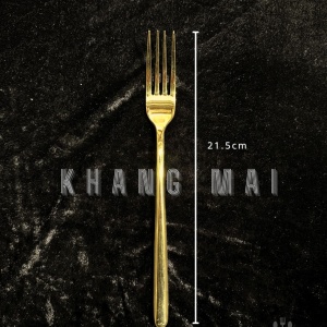 Dĩa Lớn Ăn Chính Cán Cong - Vàng Gold